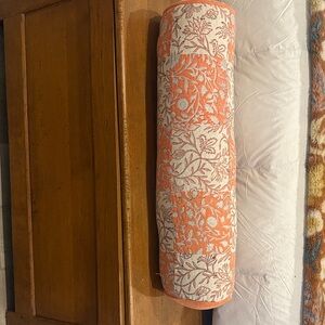 Orange and Cream Floral Bolster Pillow